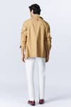 Shop_S&N by Shantnu Nikhil_Beige Stretch Poplin Plain Patch Pocket Jacket _at_Aza_Fashions