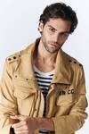 Buy_S&N by Shantnu Nikhil_Beige Stretch Poplin Plain Patch Pocket Jacket _Online_at_Aza_Fashions