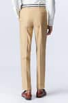 Shop_S&N by Shantnu Nikhil_Beige Stretch Poplin Embroidered Sncc Patch Logo Trouser _at_Aza_Fashions