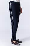 Shop_S&N by Shantnu Nikhil_Blue Terylene Contrast Piping Detailed Trouser _at_Aza_Fashions