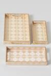 Buy_Assemblage_Beige Mdf Wood With Resin Epoxy Coating. Rectangle Shaped Tray 3 Pcs Set_at_Aza_Fashions