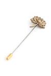 Cosa Nostraa_Gold The Divine Lotus Carved Lapel Pin And Cufflinks Gift Set_Online