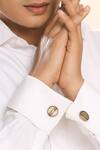 Cosa Nostraa_Gold The Car Power Carved Lapel Pin And Cufflinks Gift Set_Online_at_Aza_Fashions