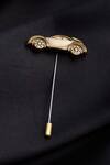 Cosa Nostraa_Gold The Car Power Carved Lapel Pin And Cufflinks Gift Set_at_Aza_Fashions