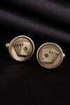 Shop_Cosa Nostraa_Gold The Aces Rule Carved Lapel Pin And Cufflinks Gift Set_at_Aza_Fashions