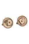Shop_Cosa Nostraa_Gold The Aces Rule Carved Lapel Pin And Cufflinks Gift Set_Online_at_Aza_Fashions