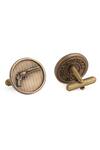 Shop_Cosa Nostraa_Gold The Power Gun Carved Lapel Pin And Cufflinks Gift Set_Online_at_Aza_Fashions