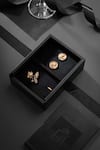 Buy_Cosa Nostraa_Gold The Lotus Magic Lapel Pin And Cufflinks Gift Set_at_Aza_Fashions