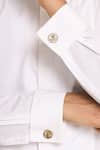 Cosa Nostraa_Gold The Lotus Magic Lapel Pin And Cufflinks Gift Set_Online_at_Aza_Fashions