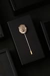 Cosa Nostraa_Gold The Bravehearted Lion Carved Lapel Pin And Cufflinks Gift Set_at_Aza_Fashions
