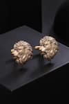 Shop_Cosa Nostraa_Gold The Royal Side Lion Carved Lapel Pin And Cufflinks Gift Set_at_Aza_Fashions