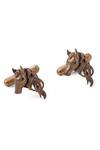 Buy_Cosa Nostraa_Gold The Majestic Horse Carved Lapel Pin And Cufflinks Gift Set_Online_at_Aza_Fashions