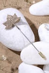 Cosa Nostraa_Gold Maple Leaf Carved Cufflinks And Lapel Pin Gift Set _Online_at_Aza_Fashions