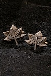 Cosa Nostraa_Gold Maple Leaf Carved Cufflinks And Lapel Pin Gift Set _at_Aza_Fashions