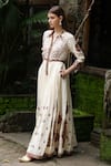 Buy Ivory Modal Silk Embroidered Floral Shirt Collar Resham Jumpsuit ...