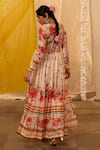 Shop_SHRADDHA RAMBHIA_Ivory Modal Silk Printed Floral Round Anarkali Palazzo Set _at_Aza_Fashions