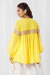 Shop_Bhairavi Jaikishan_Yellow Georgette Gota Patti Lace Round Lined Top  _at_Aza_Fashions