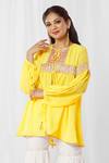 Buy_Bhairavi Jaikishan_Yellow Georgette Gota Patti Lace Round Lined Top  _Online_at_Aza_Fashions