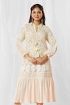 Buy_Bhairavi Jaikishan_Ivory Tie-up Frill Hem Kurta  _at_Aza_Fashions