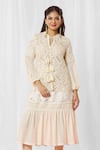 Bhairavi Jaikishan_Ivory Tie-up Frill Hem Kurta  _Online_at_Aza_Fashions