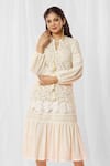 Shop_Bhairavi Jaikishan_Ivory Tie-up Frill Hem Kurta  _Online_at_Aza_Fashions