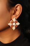 Buy_Arnimaa_White Stones Geometric Stud Earrings _at_Aza_Fashions