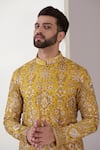 Buy_Kasbah_Yellow Georgette Embroidered Floral Sequin Kurta _Online_at_Aza_Fashions