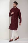 Buy_Kasbah_Maroon Georgette Embroidered Chikankari Kurta Set _at_Aza_Fashions