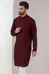 Kasbah_Maroon Georgette Embroidered Chikankari Kurta Set _Online_at_Aza_Fashions