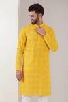 Kasbah Yellow Georgette Embroidery Full Sleeve Chikankari Kurta Online at Aza Fashions Kasbah_Yellow Georgette Embroidery Full Sleeve Chikankari Kurta _Online_at_Aza_Fashions