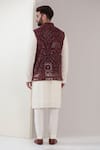 Shop_Kasbah_Maroon Georgette Embroidery Kashmiri Nehru Jacket _at_Aza_Fashions