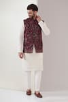 Buy_Kasbah_Maroon Georgette Embroidery Kashmiri Sequin Nehru Jacket _at_Aza_Fashions