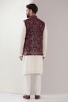 Shop_Kasbah_Maroon Georgette Embroidery Kashmiri Sequin Nehru Jacket _at_Aza_Fashions