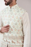 Buy_Kasbah_Blue Georgette Embroidery Thread Nehru Jacket _Online_at_Aza_Fashions