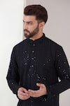 Buy_Kasbah_Black Georgette Embroidery Thread Full Sleeve Sequin Kurta_Online_at_Aza_Fashions