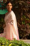Buy_FIVE POINT FIVE_Pink Chanderi Cotton Woven Saree With Running Blouse _Online_at_Aza_Fashions