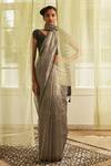 Buy_FIVE POINT FIVE_Silver Tissue Striped Saree With Running Blouse  _at_Aza_Fashions