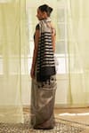 Shop_FIVE POINT FIVE_Silver Tissue Striped Saree With Running Blouse  _at_Aza_Fashions