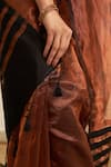 Buy_FIVE POINT FIVE_Brown Tissue Saree With Running Blouse _Online_at_Aza_Fashions