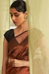 Shop_FIVE POINT FIVE_Brown Tissue Saree With Running Blouse _Online_at_Aza_Fashions
