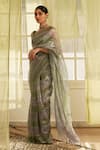 FIVE POINT FIVE_Green Kora Saree With Running Blouse _Online_at_Aza_Fashions