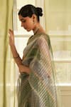 Buy_FIVE POINT FIVE_Green Kora Saree With Running Blouse _Online_at_Aza_Fashions