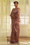 FIVE POINT FIVE_Purple Kora Striped Saree With Running Blouse  _Online_at_Aza_Fashions