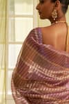 Buy_FIVE POINT FIVE_Purple Kora Striped Saree With Running Blouse  _Online_at_Aza_Fashions