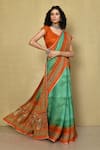 Buy_Khwaab by Sanjana Lakhani_Green Pure Digital Printed Floral Saree With Running Blouse _Online_at_Aza_Fashions