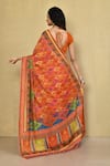 Shop_Khwaab by Sanjana Lakhani_Orange Pure Digital Printed Floral And Geometric Saree With Running Blouse _at_Aza_Fashions