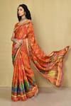 Buy_Khwaab by Sanjana Lakhani_Orange Pure Digital Printed Floral And Geometric Saree With Running Blouse _Online_at_Aza_Fashions