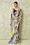 Buy_Khwaab by Sanjana Lakhani_Purple Digital Printed Abstract Floral Saree With Running Blouse _Online_at_Aza_Fashions