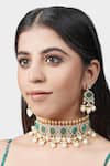 Buy_Auraa Trends_Gold Plated Pearls, Stones Kundan Embellished Choker Set _at_Aza_Fashions