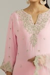 Priyaa_Pink Georgette, Net Cut Work, Sequins Split Floral Embroidered Kurta Sharara Set _at_Aza_Fashions